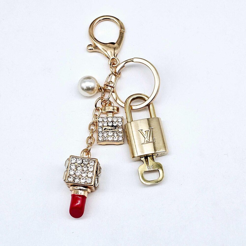 LV Gold Padlock & Key 🔒 Authentic Louis Vuitton Bag Unbranded Lipstick Charm